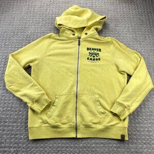 Beaver Canoe Algonquin Park Canada Hoodie Sweater Women XL Yellow Full Zip